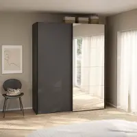Dmora Malakas - Armoire 2 Portes, 179x220h cm Gris, 1 Étagère