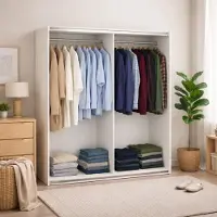 Dmora Hagupit - Grande Armoire, 179x220h cm Blanc, Porte-Manteaux