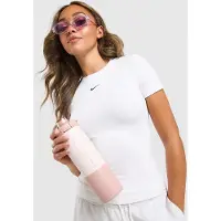 Nike W Nk One Fitted T-Shirt Manche Courte, Blanc/Noir, Taille L