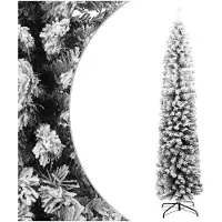 vidaXL Sapin de Noël artificiel mince flocon de neige vert 210 cm PVC