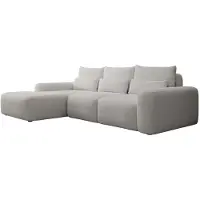 Selsey Carnos - Canapé d'angle avec fonction sommeil, coussin lombaire, chenille hydrofuge, gris, gauche