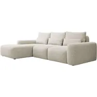 Selsey Carnos - Canapé d'angle avec fonction sommeil, coussin lombaire, chenille, crème, gauche