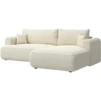 Selsey Ovo - Canapé d'angle en L avec fonction sommeil, beige clair, côté droit