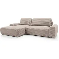 Selsey Alferia - Canapé d'angle avec fonction sommeil, housse en velours côtelé large, beige, côté gauche