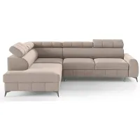 Selsey LONDON - Canapé d'angle avec fonction sommeil, revêtement velours gris, côté gauche