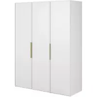 Selsey Frame - Armoire 3 portes avec tringle à vêtements longue et étagères, 150 cm, blanc