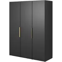 Selsey Frame - Armoire 3 portes avec tringle à vêtements longue et étagères, 150 cm, noir