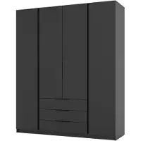 Selsey Kaja - Armoire 4 portes avec 3 tiroirs, 200 cm, noir