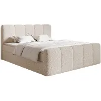 Selsey Cloudy II - Lit Boxspring 180x200 cm, avec tiroirs de lit et topper, Bouclé Beige clair