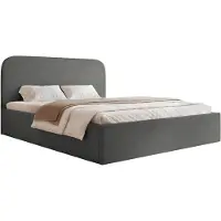 Selsey Sonvivo - Lit rembourré 180x200 avec sommier, bouclé, gris foncé