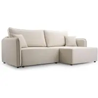 Selsey Kassian - Canapé d'angle avec fonction sommeil et coffre de lit, beige clair, droite
