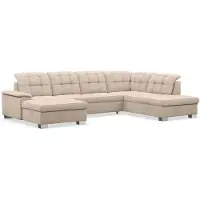Selsey Jamaal - Salon avec fonction sommeil et espace de rangement, côté gauche, velours hydrophobe, beige