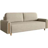 Selsey Majla - Canapé-lit 3 places avec tissu texturé hydrofuge et coffre de lit, Beige
