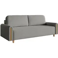 Selsey Majla - Canapé-lit 3 places, tissu bouclette et coffre de lit, gris clair