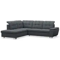 Selsey Jamaal - Canapé d'angle avec fonction sommeil et espace de rangement, côté gauche, gris foncé