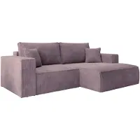 Selsey Farese Mini - Canapé d'angle avec housse en velours côtelé, fonction sommeil et espace de rangement, mauve, droite