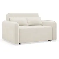 Selsey Duelia - Canapé-lit 2 places avec coffre de rangement, Chenille hydrophobe, Crème