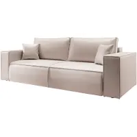 Selsey Farese Cuero - Canapé-lit 3 places avec coffre de rangement, Similicuir, Beige