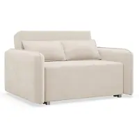 Selsey Duelia - Canapé-lit 2 places avec coffre de lit, chenille hydrophobe, beige clair