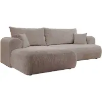 Selsey Ovo Cord - Canapé d'angle avec fonction sommeil, coffre de lit, tissu velours côtelé, gauche, beige