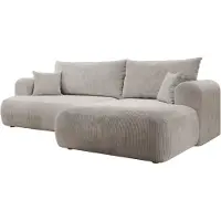 Selsey Ovo Cord - Canapé d'angle avec fonction sommeil, coffre de lit, tissu velours côtelé, droite, gris beige