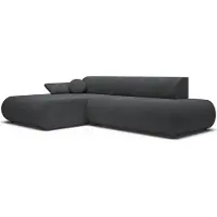 Selsey Armone – Canapé d'angle convertible, chenille, pouf à gauche, graphite
