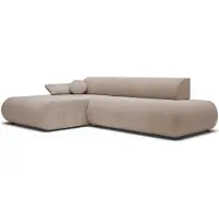 Selsey Armone – Canapé d'angle convertible, chenille, pouf à gauche, beige
