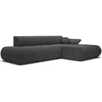 Selsey Armone – Canapé d'angle convertible, chenille, pouf à droite, graphite