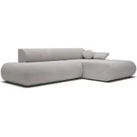 Selsey Armone – Canapé d'angle convertible, chenille, pouf à droite, gris clair