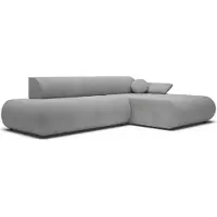 Selsey Armone – Canapé d'angle convertible, chenille, pouf à droite, gris