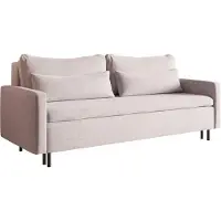Selsey Umpro – Canapé 3 places avec fonction couchage et coffre de rangement, chenille, beige clair