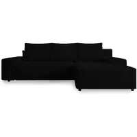 Selsey Neluro – Canapé d'angle convertible avec coffre de rangement, chenille hydrofuge, modèle universel, noir