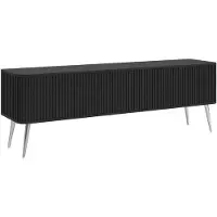 Selsey Ovarlo - Buffet TV, Noir avec pieds en métal argenté, 163 cm