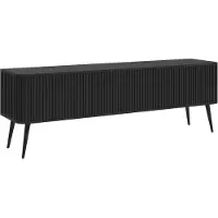 Selsey Ovarlo - Buffet TV, Noir avec pieds métal, 163 cm