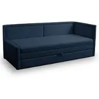 Selsey CAPRILI - Lit d'adolescent avec couchage extensible et tiroir, Bleu foncé