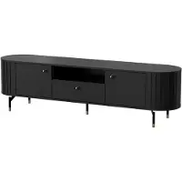 Selsey Zante - Armoire TV 2 portes, cannelée avec tiroir, noir, 180 cm