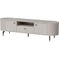 Selsey Zante - Armoire TV 2 portes, cannelée avec tiroir, gris-beige, 180 cm