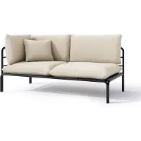 Selsey Worcully - Chaise longue de jardin, hydrofuge, structure beige/noire