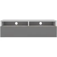 Selsey Rednaw - Meuble TV avec tiroir, Blanc mat / Gris brillant avec LED, 100 cm