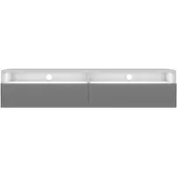 Selsey Rednaw - Meuble TV à deux tiroirs, Blanc mat / Gris brillant avec LED, 140 cm