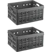 Sunware Caisse pliante carrée anthracite 32 litres - 49 x 36 x H24,5 cm - set de 2 pièces