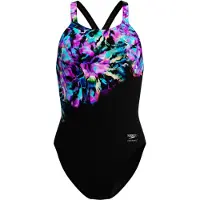 Speedo Female Placement Printed Powerback Swimsuit Rose UK 40 Femme