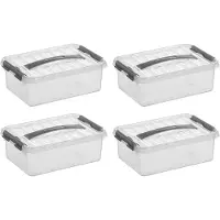 Sunware Q-line Boîte de rangement transparente/grise 4 litres - lot de 4 pièces
