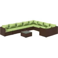 Syfax Salon de jardin 10 pcs avec coussins Résine tressée Marron