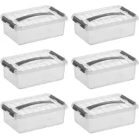 Sunware Q-line Boîte de rangement transparente/grise 4 litres - lot de 6 pièces