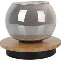 Näve Lampe de table "TEXAS", hauteur : 15 cm, matériaux : fer, bois, verre, couleurs : noir, fumé, blanc, naturel. Ampoule non incluse : 1 x E27, maximum 5 W. Interrupteur à câble