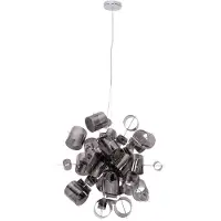 Näve Suspensions - Suspension "SIRIUS", hauteur : 190 cm, lampadaire de style design, en métal et en verre, finition chrome, hauteur 190 cm, diamètre 65 cm, culot G9