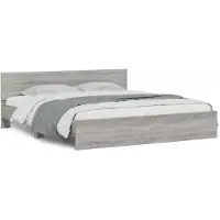 vidaXL Cadre de lit avec tête de lit gris Sonoma 200x200 cm