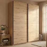 Dmora Cariano - Armoire Grande, 195x218h cm Chêne Nuds Marron, Porte-manteaux