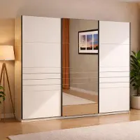 Dmora Tures - Grande Armoire, 267x217h cm Blanc Mat, Porte-manteau